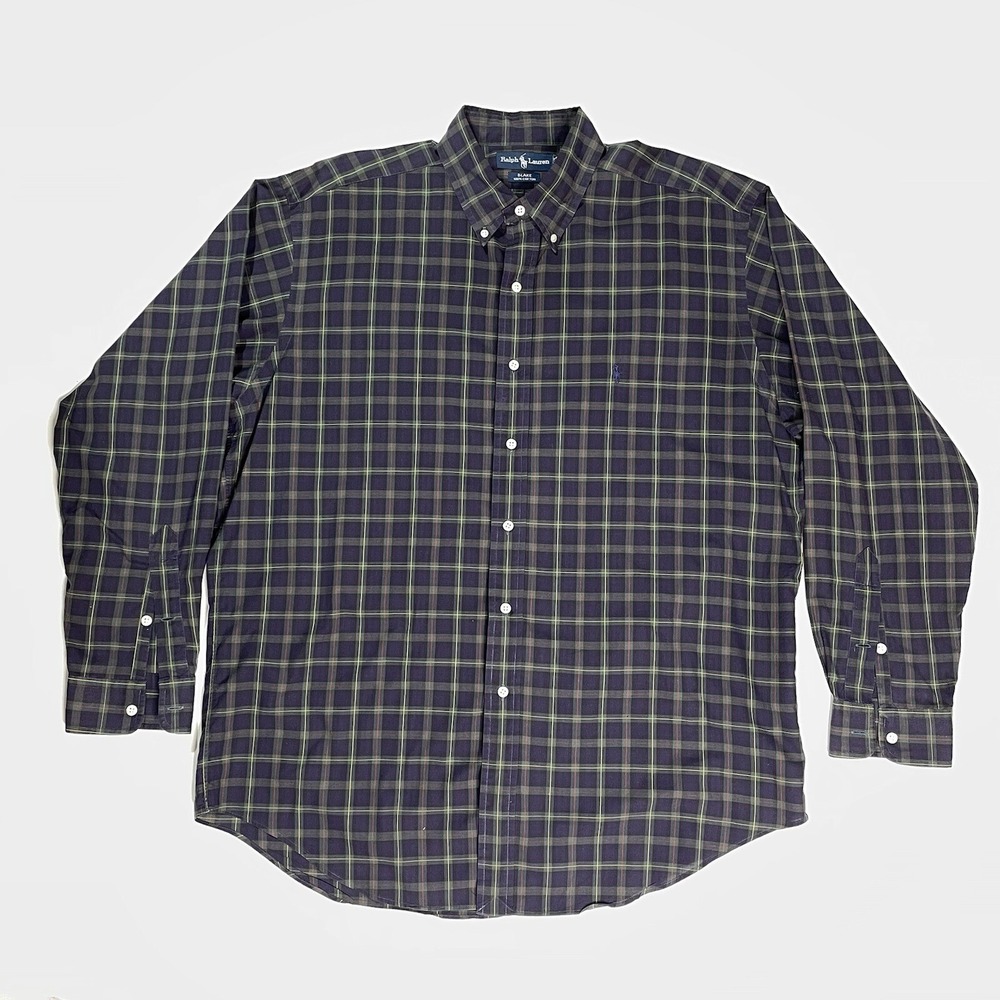 Ralph Lauren Blake Men's Plaid Button Up Shirt Size L plaid Long Sleeve classic